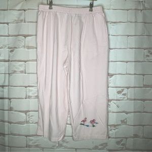 Vintage Fashion Classics Pink Flamingo Pull On Pants Cropped XXL